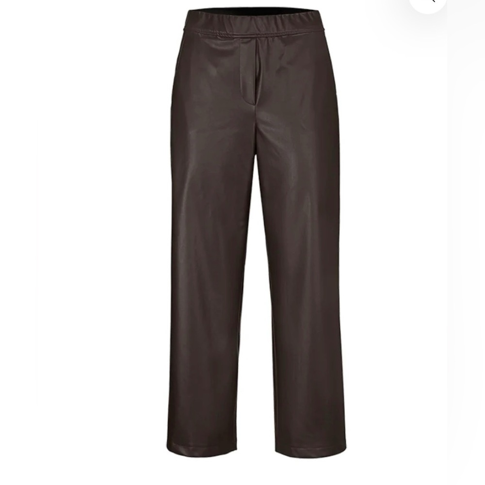 Riani Black Faux Leather Culotte Trouser Pant Cropped Womens UK size 16